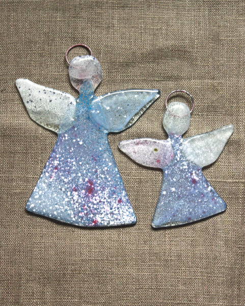 Glass Angel Painted in Soft Pink, Blue and Purple Tones