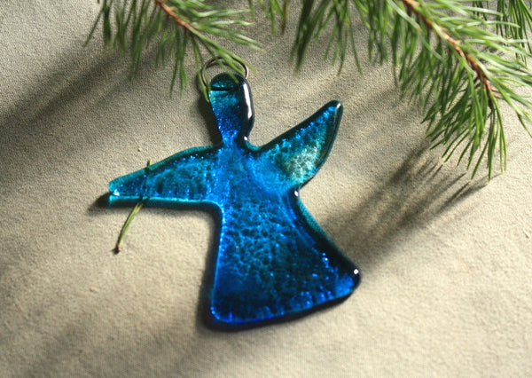 Bright Glass Angel in Blue Tones