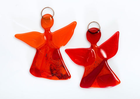 Bright Glass Angel in Orange and Red Tones