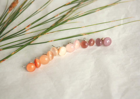 Glass Stud Earrings - Classics - Peach, Champagne and Other Colours