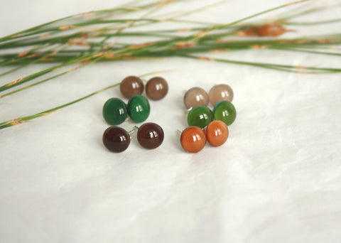 Stud Earrings - Classics - Brown, Green and Other Colours