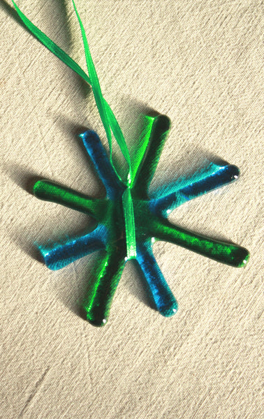 Bright Glass Star in Blue and Green
