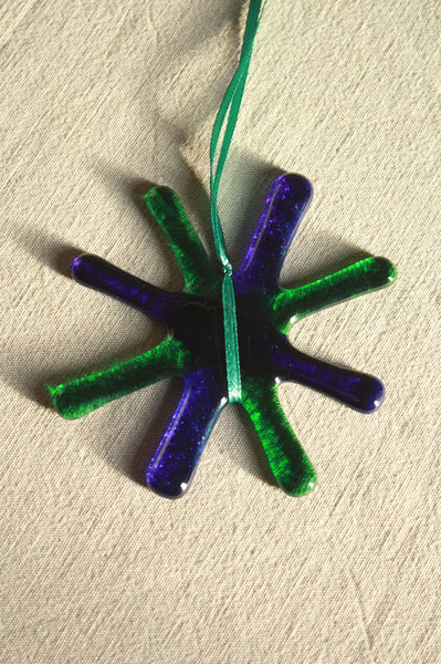 Bright Glass Star in Blue and Green