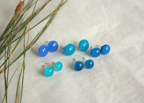 Glass Stud Earrings - Classics - Blue and Other Colours